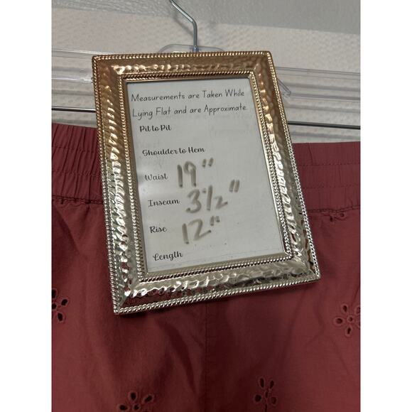 Maurices Red Eyelet Lace Hem Shorts Elastic Waist Pockets Casual Summer XXL - Picture 10 of 11